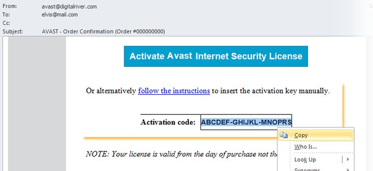 avast internet security activation code 1 year